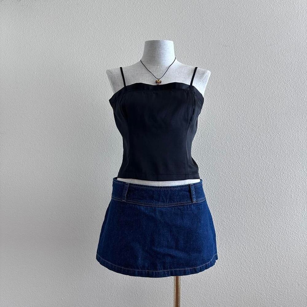 black satin camisole crop top